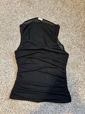 Abercrombie & Fitch Black Ruched Mesh Tank